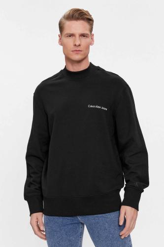 Calvin Klein ανδρική μπλούζα φούτερ μονόχρωμη με λογότυπο Regular Fit - J30J324621 Μαύρο